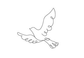 Bird ,line drawing style, continuous line art , illustration vector
