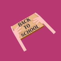 Back to school with wooden board hanging with hand vector
