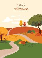 autumn background with beautiful natural scene for a4 vertical design vector