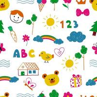 kid scribble seamless pattern background. illustration for square fabric and tile vector