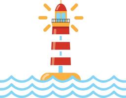 A tower containing a beacon light to warn or guide ships at sea, well designed icon of lighthouse vector