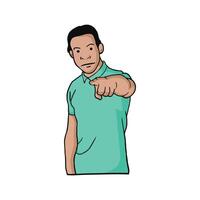 a man is pointing forward with his finger vector