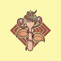 cute fork tree and snake illustration vector