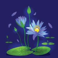 Blue Lotus flower with leaf, element Background vector