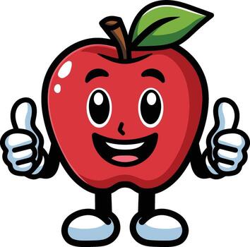 dibujos animados manzana mascota logo ilustración vector