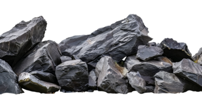 grande pila de natural pizarra rocas en varios formas y tamaños, ideal para paisajismo y construcción proyectos cortar fuera en transparente antecedentes png