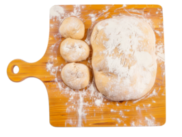 Freshly Prepared Dough on Wooden Board for Baking Bread or Pizza cut out on transparent background png