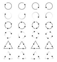 Dotted refresh icon or symbol, restart icon circle arrow symbolizes . Recycling icon set. vector