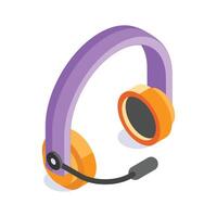 Icon representing customer support or communication, featuring a colorful headset with a microphone vector