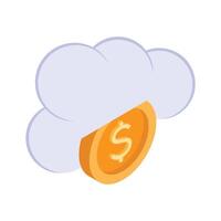 Take a look at this amazing icon of cloud money in isometric style vector
