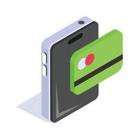 Mobile Payment Isometric icon of a smartphone and credit card representing mobile payment technology vector