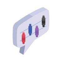 Isometric icon of a speech bubble with colorful data bars, symbolizing analytics vector