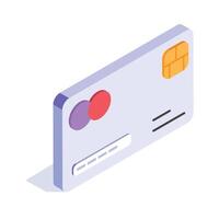 Atm card design in modern isometric style, card for online payments and cash withdrawal vector