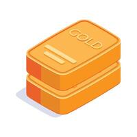 Stacked gold bars in an isometric style, representing wealth and investment vector