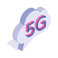 Isometric icon representing 5G technology within a cloud, symbolizing advanced connectivity vector