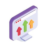 An isometric icon of web analysis in trendy style isolated on white background vector