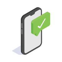 Message received, message verification isometric design vector