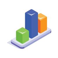An amazing isometric Icon of bar chart, used to visualize data, statistics, and comparisons vector