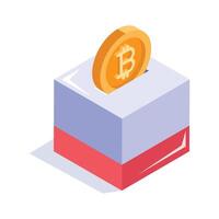 A box with a coin inside, symbolizing savings or financial storage vector