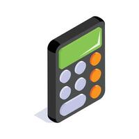 Well designed isometric icon of a calculator, representing mathematics, accounting, and financial calculations vector