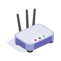 An icon of a wifi router shows a networking device that enables wireless communication between electronic devices and the internet. vector