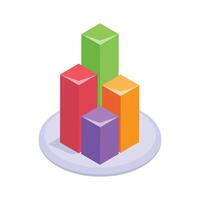 An amazing isometric Icon of bar chart, used to visualize data, statistics, and comparisons. vector