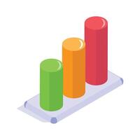 Trendy isometric icon of bar chart, stacked bar graph vector