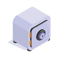 Well designed isometric icon of bank locker, security, safety, wealth, and storage for valuables. vector