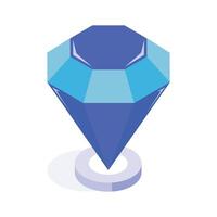 Isometric icon depicting a faceted blue gemstone, symbolizing value, luxury, and elegance. vector