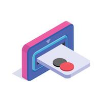 Isometric icon representing an online payment gateway with a credit card vector