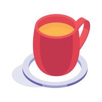 An icon of tea cup in isometric design style, editable icon hot beverages concept vector
