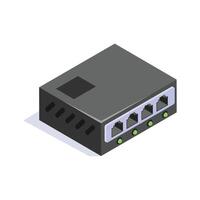 An isometric icon of network hub in trendy style vector