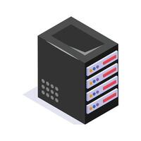 Creatively crafted isometric icon of a server rack with multiple drives and indicators vector