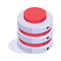 Isometric icon of a database server, symbolizing data storage and management vector