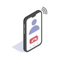 Smartphone icon showing an incoming call with a red decline button on display vector