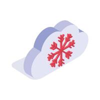 Cloud with snowflake design, representing cold winter weather isometric icon vector