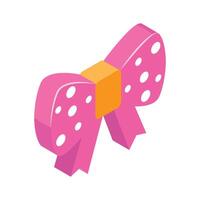 Decorative pink bow isometric icon, perfect for adding a festive touch vector