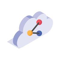 Icon of cloud networking with connected nodes for data sharing vector