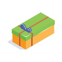 An isometric icon of wrapped gift box in modern design style vector