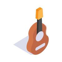 A string musical instrument design, premium icon of guitar in modern isometric style vector