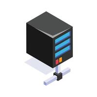 Network server isometric icon, crucial for data management and online services vector