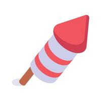 Icon of rocket firecracker, modern of banger in isometric style vector
