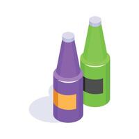 A trendy isometric icon of champagne bottles isolated on white background vector