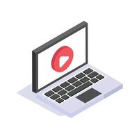 Laptop icon representing streaming, conferencing, online meetings, and digital communication vector