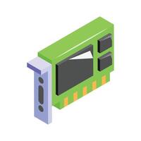 Get your hold on this creative icon of expansion card in isometric style vector