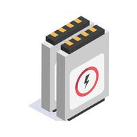 Isometric icon of a battery, representing power and energy storage for devices vector