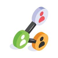 An isometric icon of user network, symbolizing social networks, collaboration, and teamwork vector