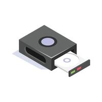 Isometric CD ROM icon, ideal for media, storage, and retro technology themed designs vector