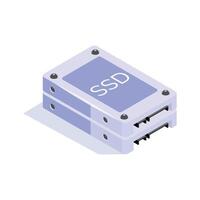 Isometric ssd icon, solid state drive storage, used for fast data access vector