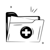 A folder with cross sign denoting concept icon of medical records, medical data vector